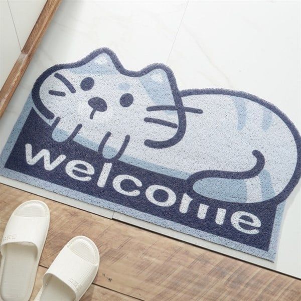  Thảm chống bụi Welcome mèo tím 