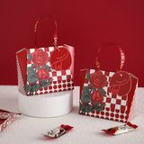  Túi quà mini gập miệng hoa kẻ caro 