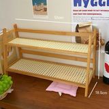  Kệ gỗ 2 tầng lưới mây 