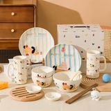  Set bát đĩa cún tai đen 2 người 11 chi tiết 