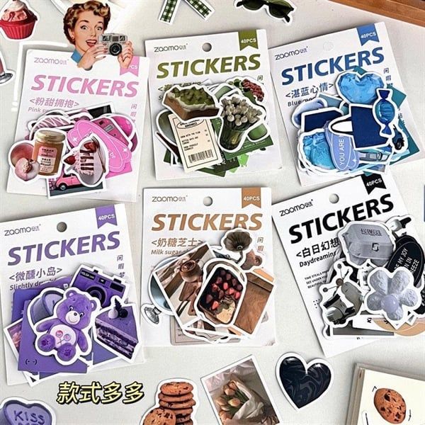  Sticker Zaomo vật dụng 40 miếng 