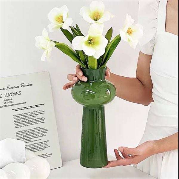  Lọ hoa thuỷ tinh cổ bầu đế cao 29cm 