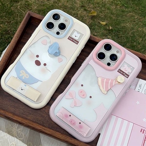  Ốp charm nổi + chân đỡ cún yếm xanh 