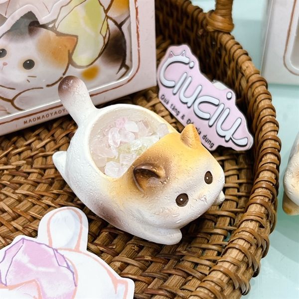  Mô hình mèo uốn cong chậu mini 