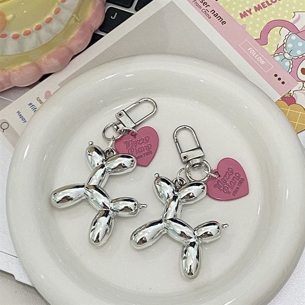  Móc khoá mini cún bóng ánh bạc 