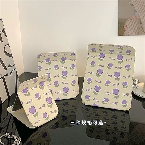  Gương gập hoa tulip tím 