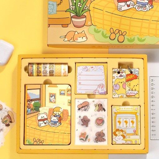  Gift set sổ tay + sticker + băng dính 