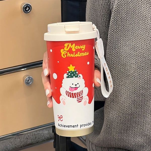  Cốc giữ nhiệt Giáng Sinh cún 500ml 