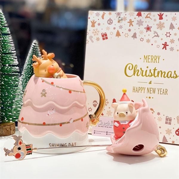  Cốc cây thông Giáng Sinh+que khuấy tuần lộc 