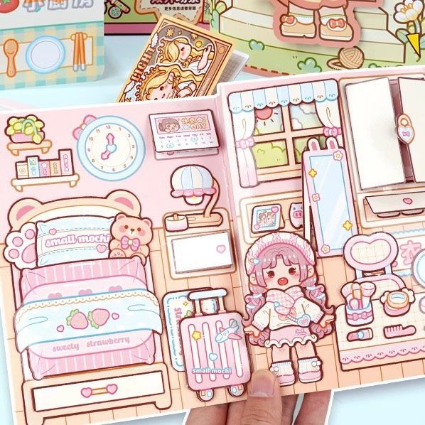  Box sổ + background ghép hình DIY Small Mochi + dụng cụ 