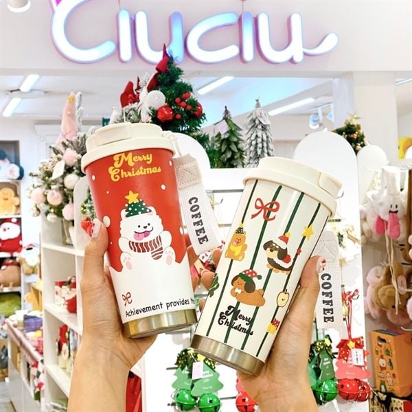  Cốc giữ nhiệt Giáng Sinh cún 500ml 