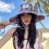  Mũ rộng vành mềm kẻ caro 