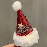  Kẹp tóc mũ Giáng Sinh mini kim tuyến 
