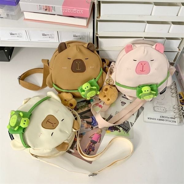  Túi Capybara túi rùa + móc khoá bông 