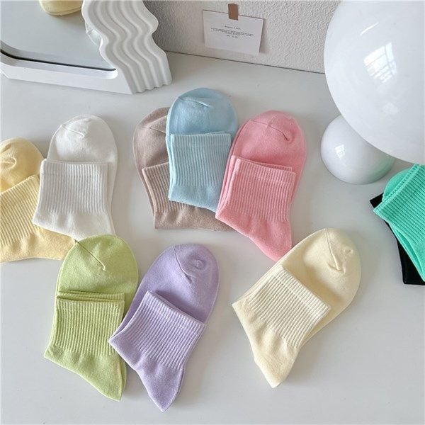  Tất Kiki Sox trơn pastel 