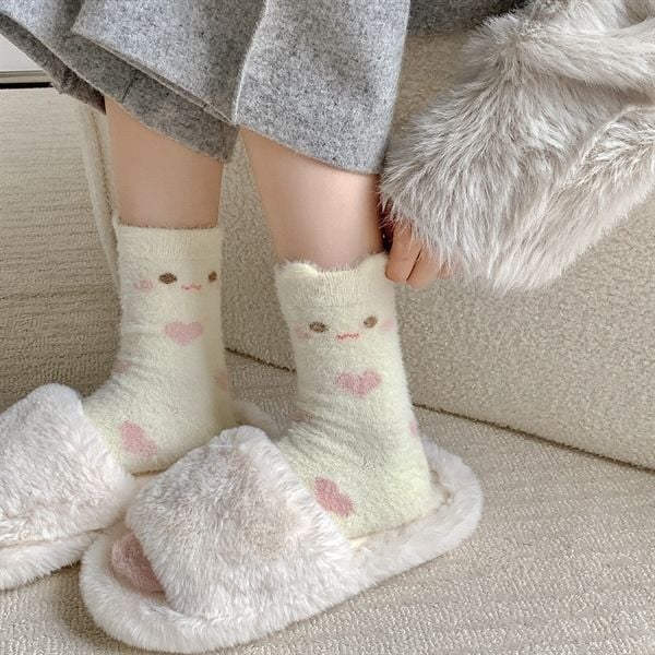  Tất Mekki lông thỏ dâu 