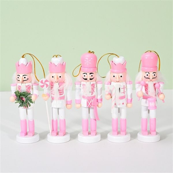  Người gỗ decor Giáng Sinh tone hồng 12cm (set 5) 