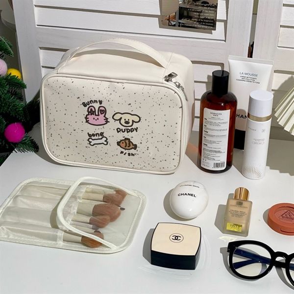  Túi đựng mỹ phẩm Cún ôm teddy 24x18x10 