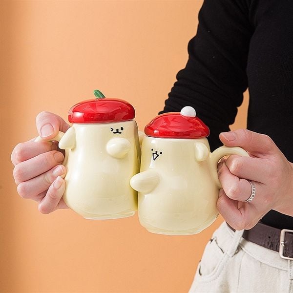  Set cốc đôi cún mũ nồi 360ml 