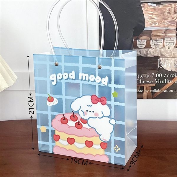  Túi quà nhựa quai trong cún gấu 19x21cm 