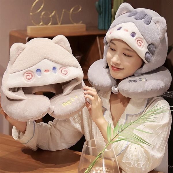  Gối cổ kèm mũ HugCat 