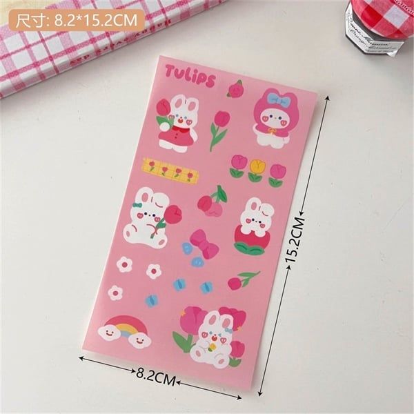  Sticker gấu thỏ PVC 15x8cm 