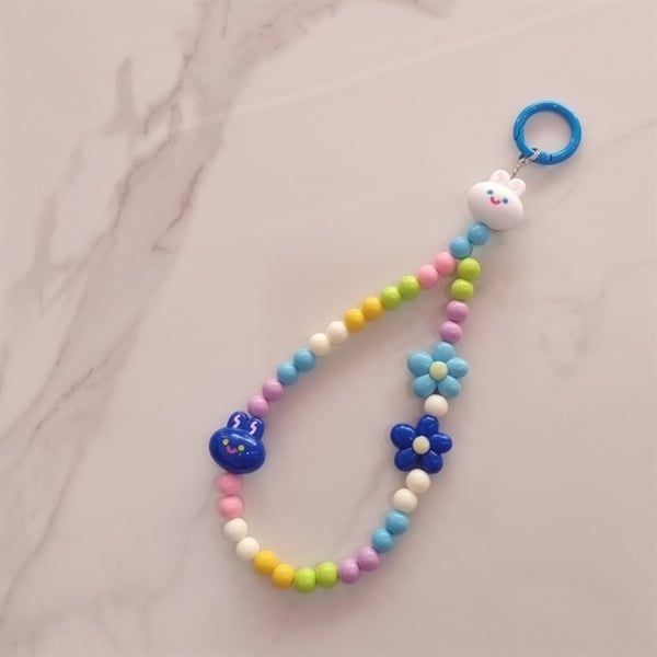  Dây charm móc khoá/ điện thoại thỏ hoa 