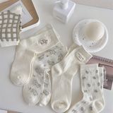  Tất PSA lưới thoáng tone trắng ghi 