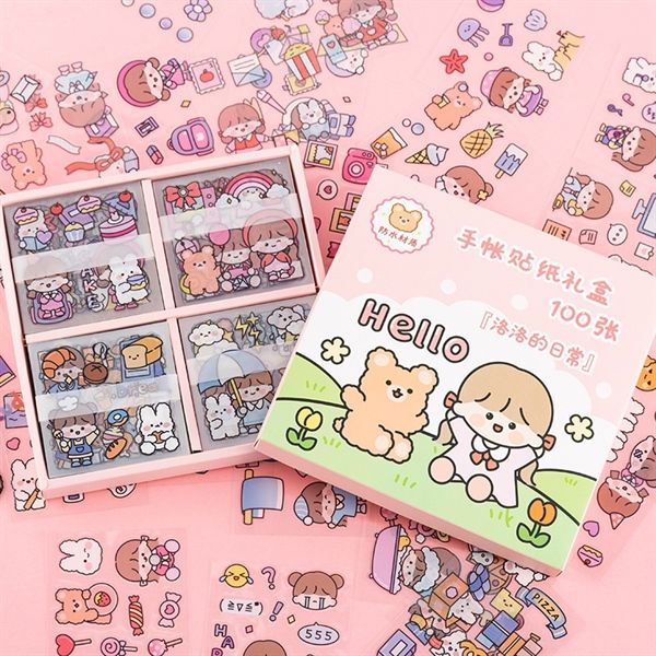  Box sticker 100 trang bé gái gấu Hello 