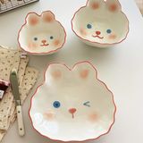  Set bát đĩa thỏ viền hồng 