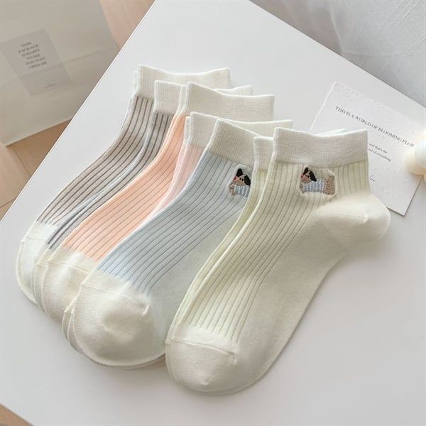  Tất Xiaohesi cổ ngắn cún xúc xích 