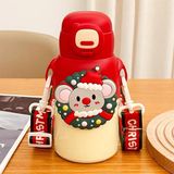  Bình Giáng Sinh mặt thú silicon 500ml 