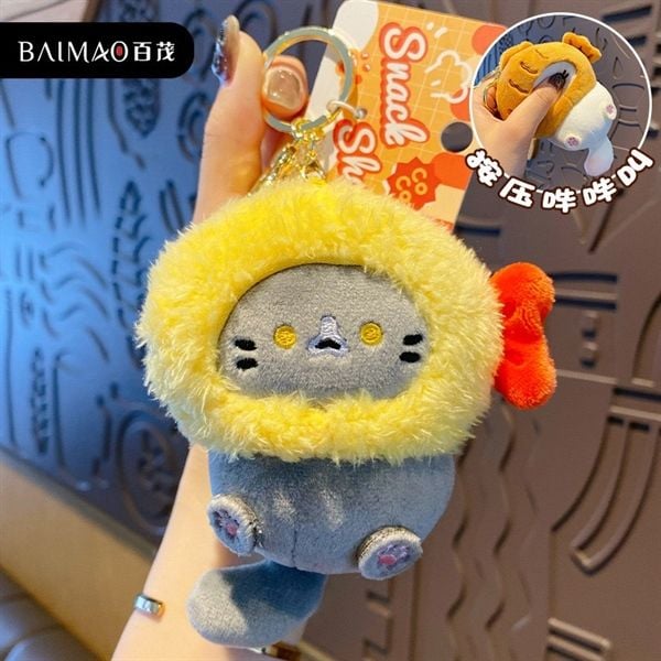  Móc khoá bông mèo mũ cosplay 