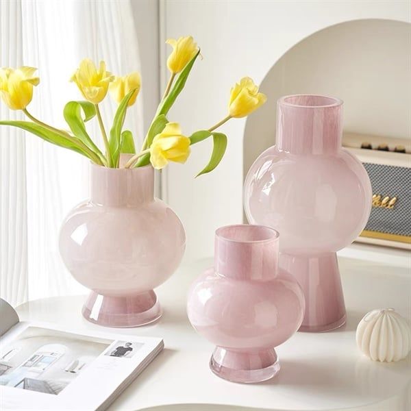  Lọ hoa thuỷ tinh thân tròn thắt đáy 31cm 