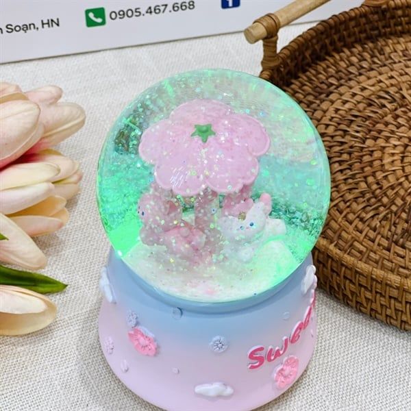  Quả cầu đèn nhạc kim tuyến đu quay hoa 