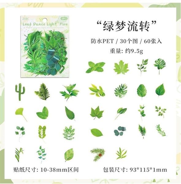  Sticker hoa lá ABC 60 miếng 