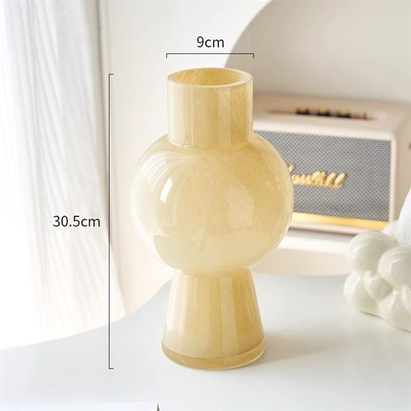  Lọ hoa thuỷ tinh thân tròn thắt đáy 31cm 