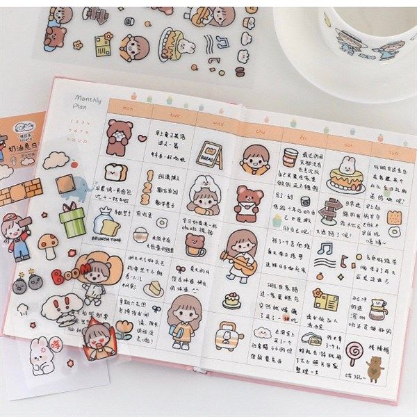  Sticker bé gái gấu & thỏ (nhỏ) 