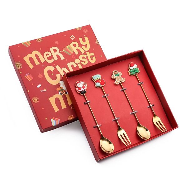  Set hộp quà 4 thìa dĩa Giáng Sinh mix 