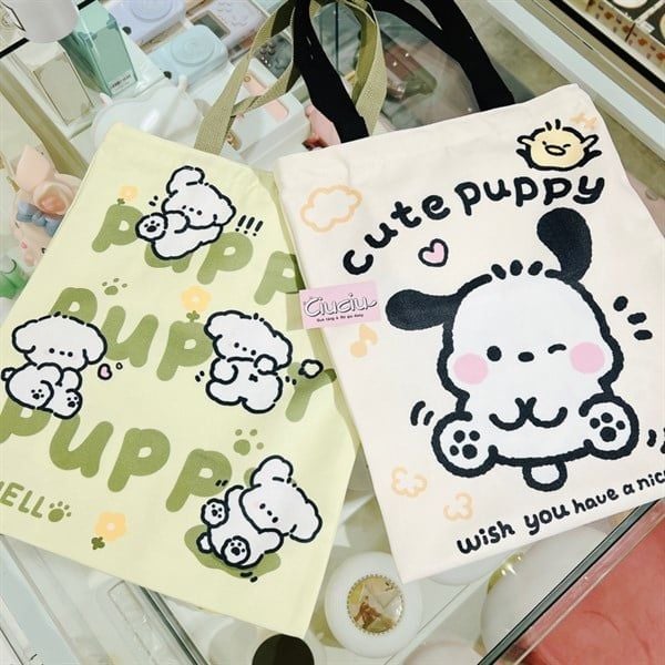  Túi tote Pochacco nền trắng 