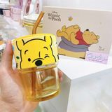  Cốc thuỷ tinh Pooh 450ml + ống hút 