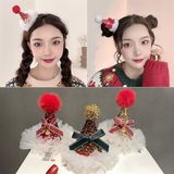  Kẹp tóc mũ Giáng Sinh mini kim tuyến 