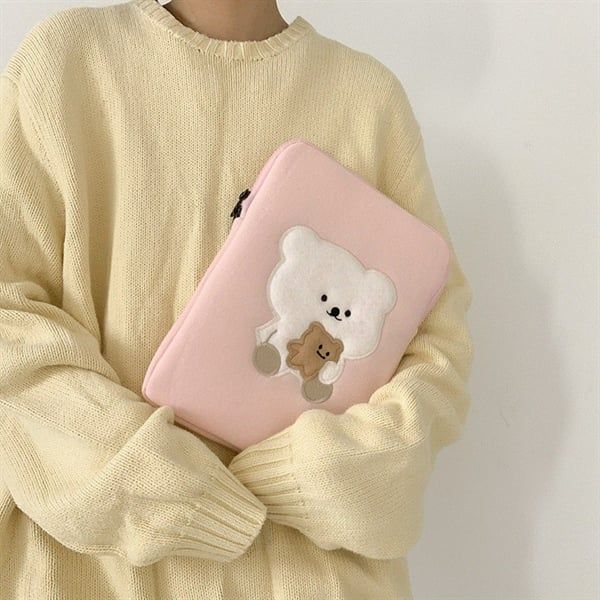  Túi đựng ipad / laptop gấu trắng bánh gấu 
