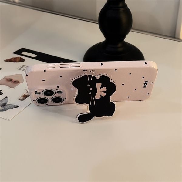  Ốp popsocket mèo đen chấm bi 