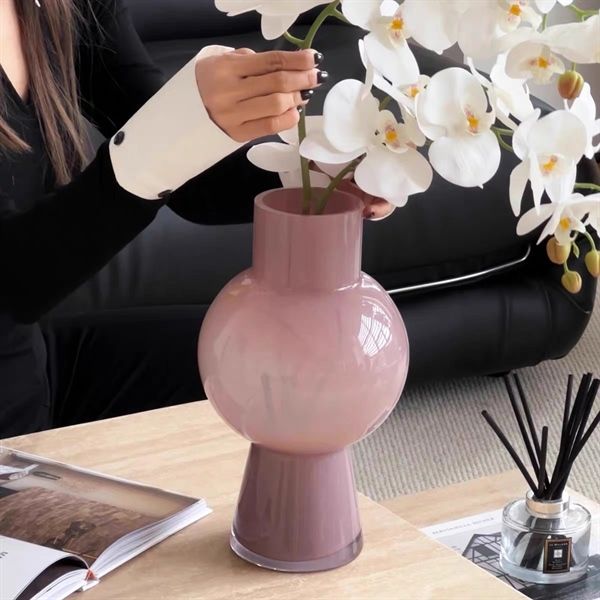 Lọ hoa thuỷ tinh thân tròn thắt đáy 31cm 