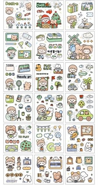  Box sticker 100 tờ bé gái gấu 