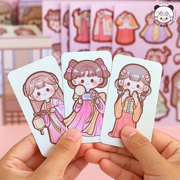  Sticker stylist bé gái mix quần áo 9 tờ 