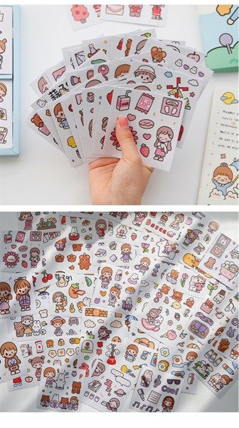  Box sticker 100 tờ bé gái thỏ xanh 