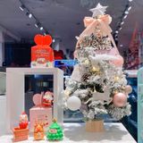  Cây thông giáng sinh phủ tuyết tone hồng 45cm 