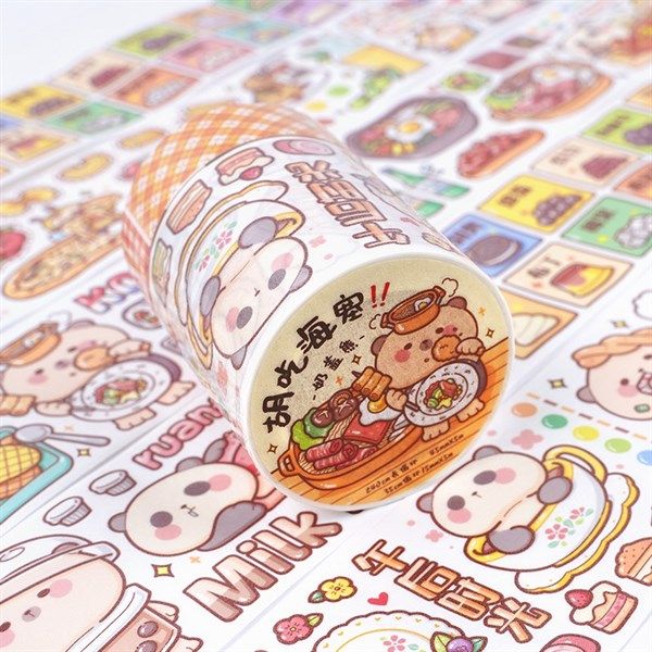  Set Washi tape gấu đồ ăn + kẻ caro 